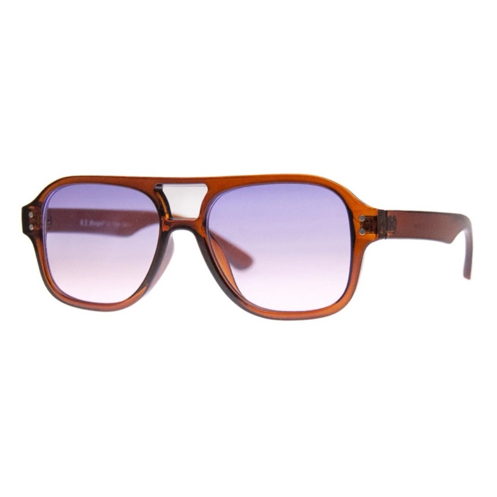 AJ Morgan rust brown frame purple tint lenses retro square aviators sunglasses